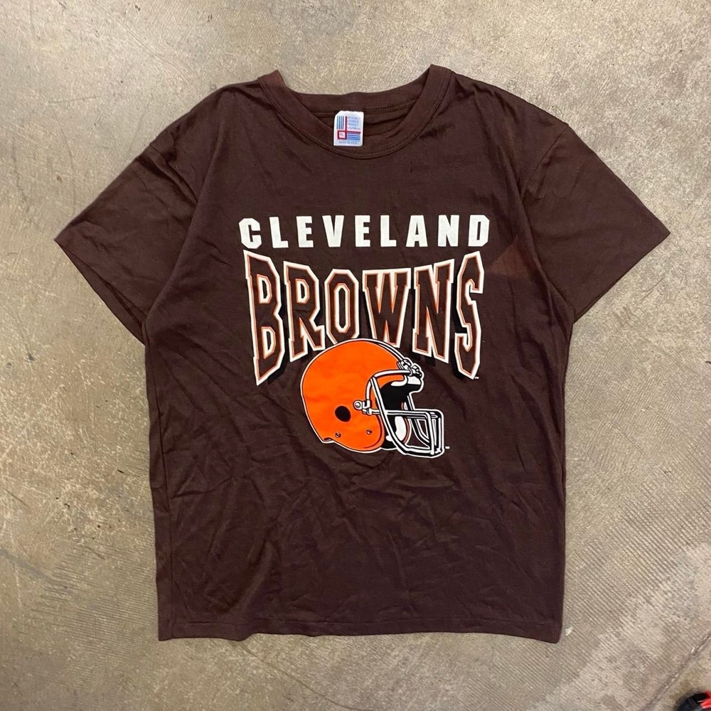 Vintage Cleveland Browns NFL Single Stitch Helmet T-Shirt Size XL